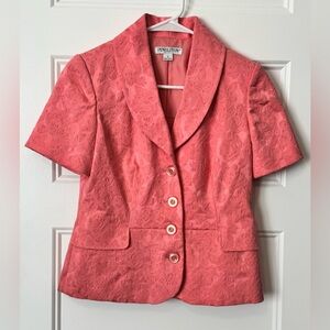 Pendleton Petite Pink Coral Jacquard Blazer 2